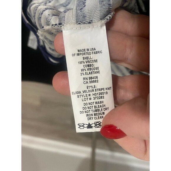 Theory Eligia Velour Stripe Knit Top Short Sleeves Pullover Boxy Women's… - Picture 7 of 7